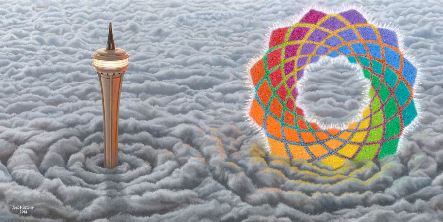 Mysterious tower and mandala.