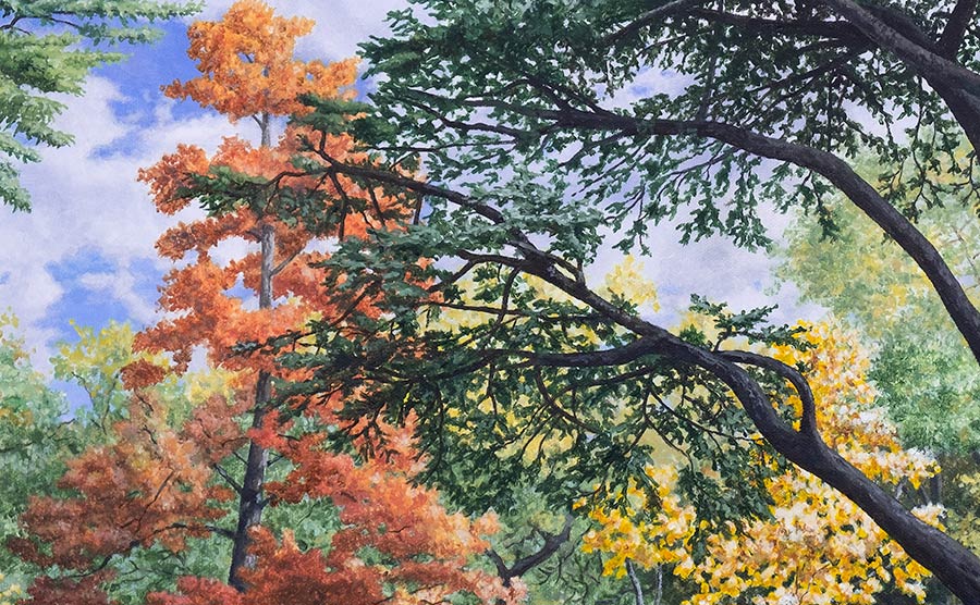 Detail of Autumnal Woods painting