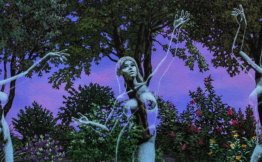 Painting detail featuring a mysterious Dryad.
